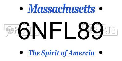 6NFL89 Massachusetts License Plate