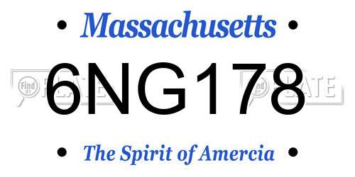 6NG178 Massachusetts License Plate
