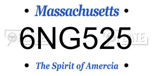 6NG525 Massachusetts License Plate