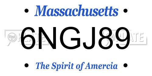 6NGJ89 Massachusetts License Plate
