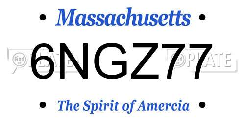 6NGZ77 Massachusetts License Plate