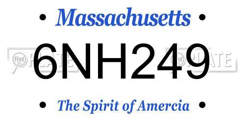 6NH249 Massachusetts License Plate