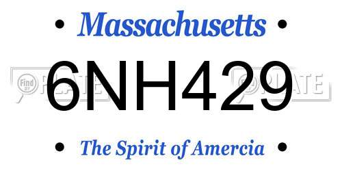 6NH429 Massachusetts License Plate