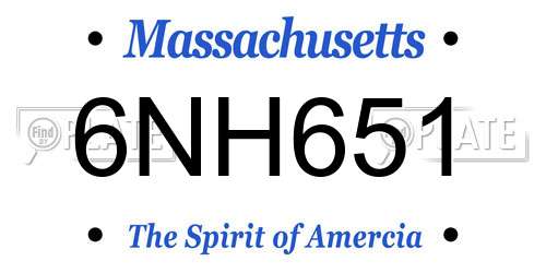 6NH651 Massachusetts License Plate
