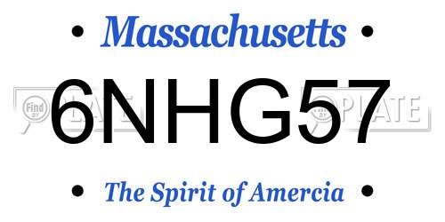 6NHG57 Massachusetts License Plate