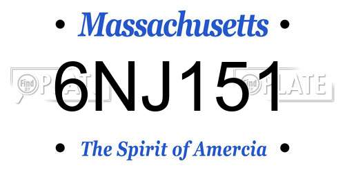 6NJ151 Massachusetts License Plate