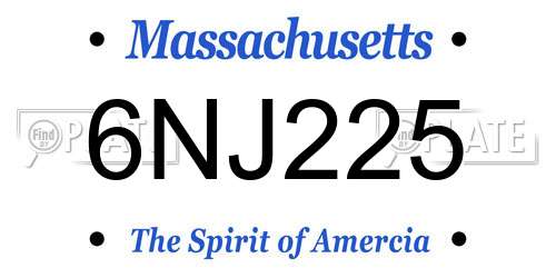 6NJ225 Massachusetts License Plate