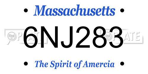6NJ283 Massachusetts License Plate