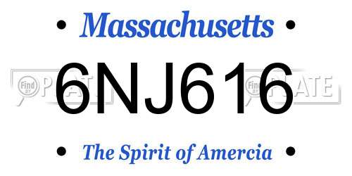 6NJ616 Massachusetts License Plate