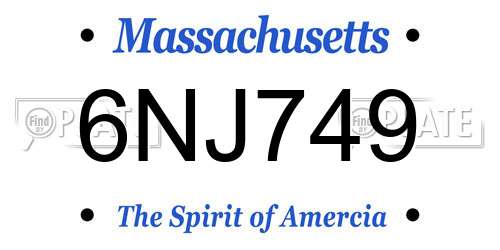 6NJ749 Massachusetts License Plate