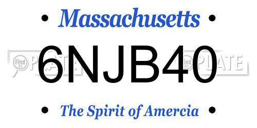 6NJB40 Massachusetts License Plate