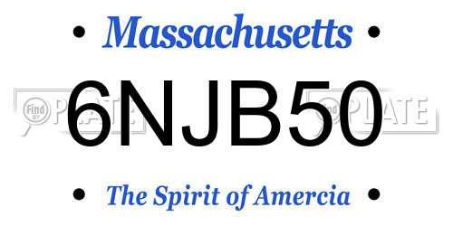 6NJB50 Massachusetts License Plate