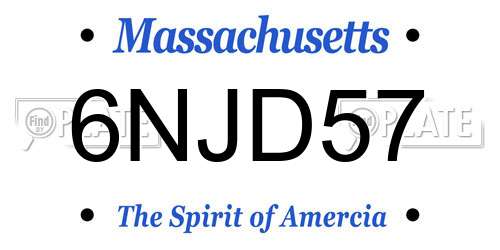6NJD57 Massachusetts License Plate