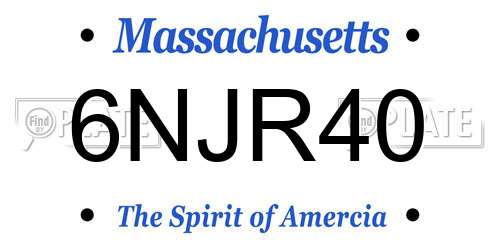 6NJR40 Massachusetts License Plate