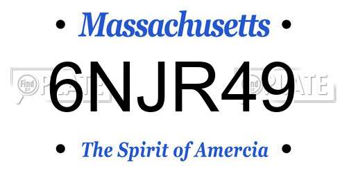 6NJR49 Massachusetts License Plate