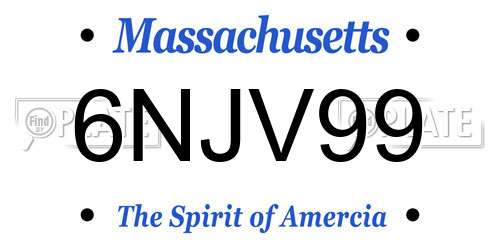 6NJV99 Massachusetts License Plate
