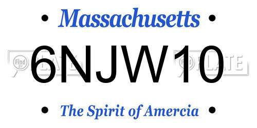6NJW10 Massachusetts License Plate