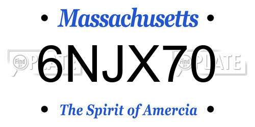6NJX70 Massachusetts License Plate