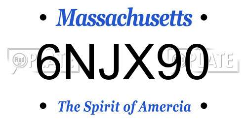 6NJX90 Massachusetts License Plate