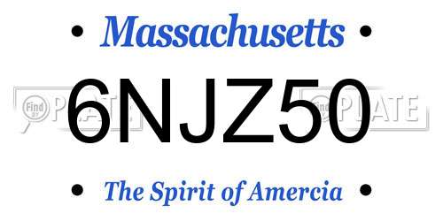 6NJZ50 Massachusetts License Plate