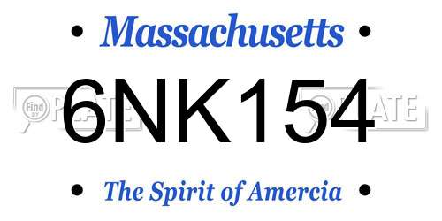 6NK154 Massachusetts License Plate