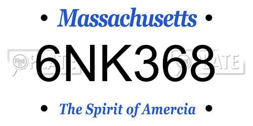 6NK368 Massachusetts License Plate