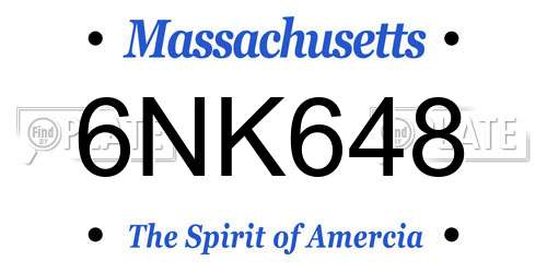 6NK648 Massachusetts License Plate