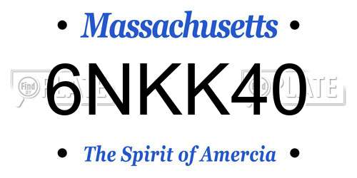 6NKK40 Massachusetts License Plate