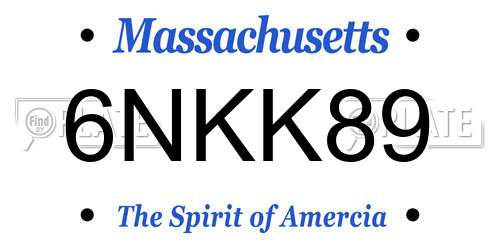6NKK89 Massachusetts License Plate