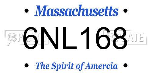6NL168 Massachusetts License Plate