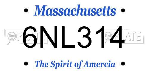 6NL314 Massachusetts License Plate