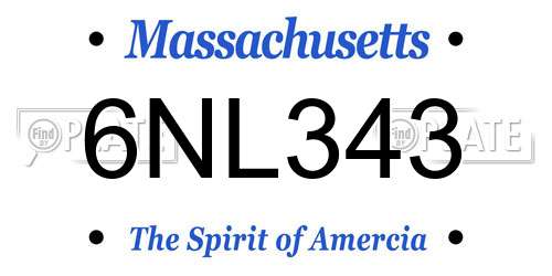 6NL343 Massachusetts License Plate