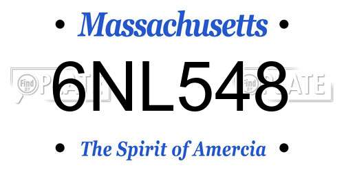 6NL548 Massachusetts License Plate