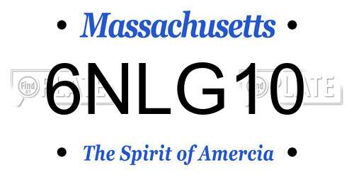 6NLG10 Massachusetts License Plate