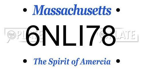 6NLI78 Massachusetts License Plate