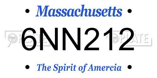 6NN212 Massachusetts License Plate