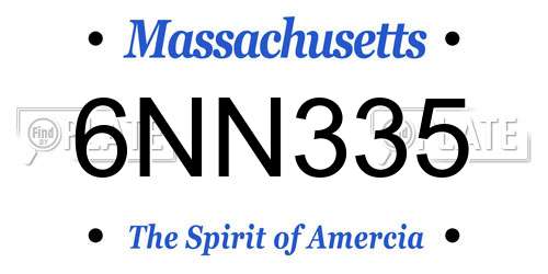 6NN335 Massachusetts License Plate