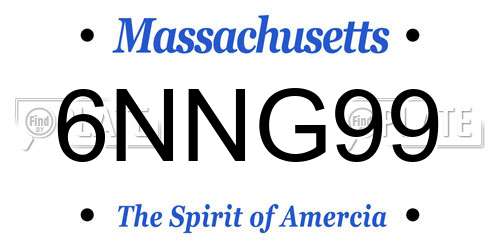 6NNG99 Massachusetts License Plate
