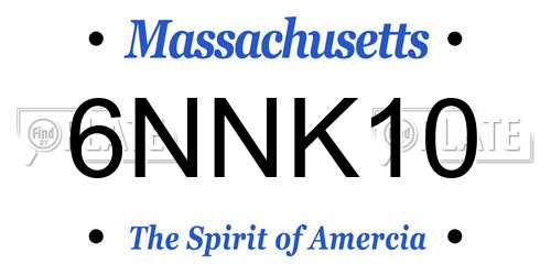 6NNK10 Massachusetts License Plate
