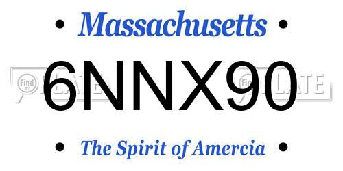 6NNX90 Massachusetts License Plate