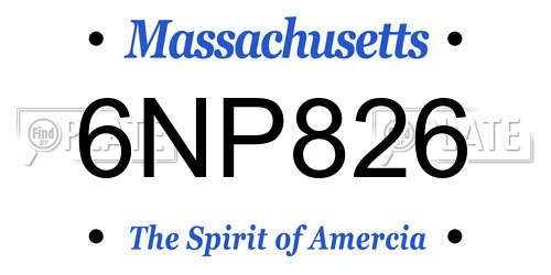 6NP826 Massachusetts License Plate