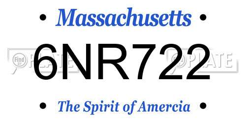 6NR722 Massachusetts License Plate