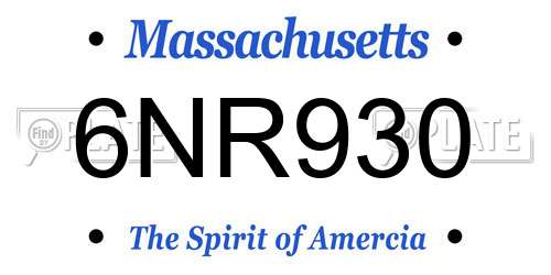 6NR930 Massachusetts License Plate