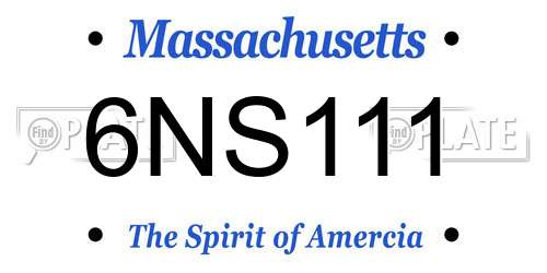 6NS111 Massachusetts License Plate
