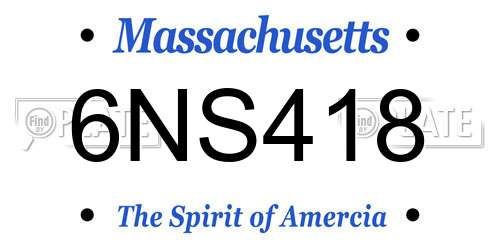 6NS418 Massachusetts License Plate
