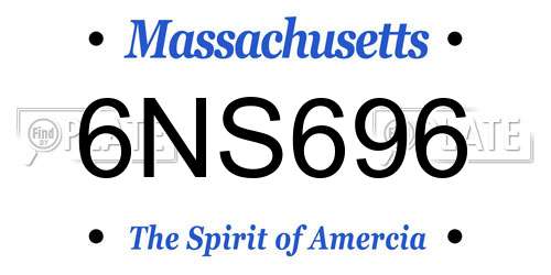 6NS696 Massachusetts License Plate