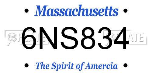 6NS834 Massachusetts License Plate