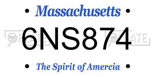 6NS874 Massachusetts License Plate