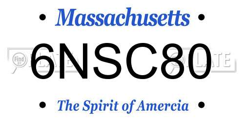 6NSC80 Massachusetts License Plate