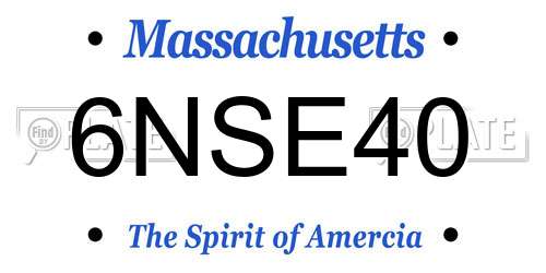 6NSE40 Massachusetts License Plate